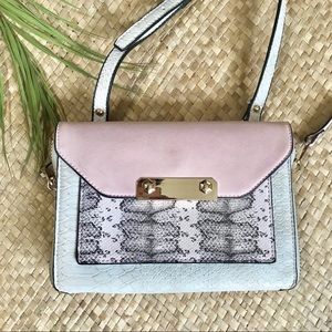 Aldo Pleather snake-like crossbody purse blush